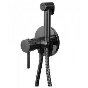 Bidet-Armatur | mit Bidet-Brause | unterputz | oval | Chrom schwarzer Grund polierte Matte | X STYLE