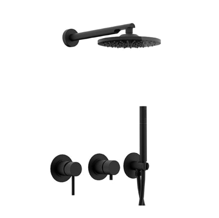 Dusch Set X STYLE | Unterputz | mit hängendem Brausekopf | Ø 200 mm | schwarz matt