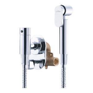 Bidet-Armatur | mit Bidet-Brause | unterputz | oval | Chrom Glanz