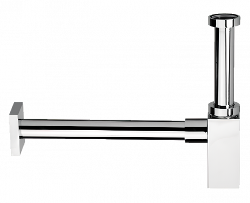 Waschtisch-Siphon Ø32 DESIGN Ganzmetall | 960 | eckig | gebürstetem Nickel Glanz