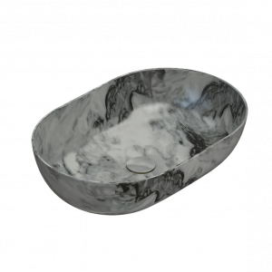 Arbeitsplatte Waschbecken T-EDGE | 600x400x160 | Grau guillochiert matt