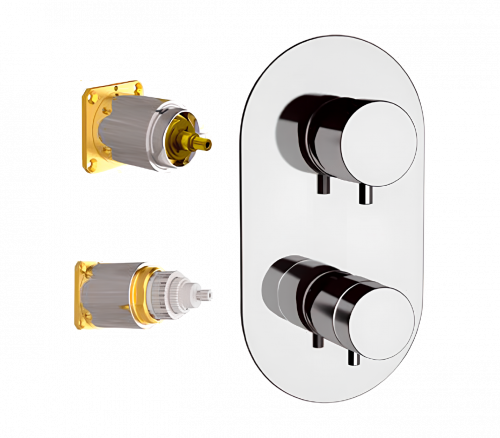 Verdecktes Modul X STYLE Zwei-Wege-Hebeloberteil thermostatisch | Edelstahlfarbe