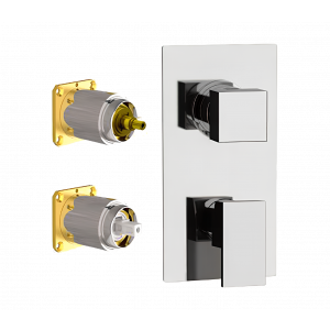 Unterputzmodul Q Design | Oberteilhebel dreifach | Edelstahlfarbe