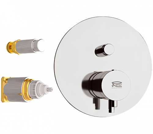 Verdecktes Modul X STYLE Zwei-Wege-Hebeloberteil thermostatisch | gebürstetem Nickel Glanz