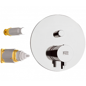 Verdecktes Modul X STYLE Zwei-Wege-Hebeloberteil thermostatisch | gebürstetem Nickel Glanz