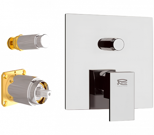 Unterputzmodul Q-DESIGN | Zwei-Wege-Hebeloberteil | Quadrat | chrom Glanz