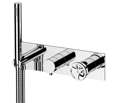 Wannen-/Brausebatterie Chrono | zweiweg | Hebel | Edelstahlfarbe