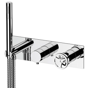 Wannen-/Brausebatterie Chrono | zweiweg | Hebel | Chrom schwarzer Grund