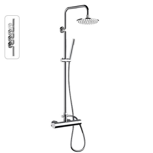 N37 | Dusch Set, Hebel, Aufputz, Kopfbrause Ø200 - ABS | chrom Glanz