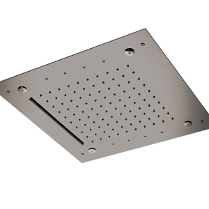 LED Eingebauter Duschkopf | 430 x 430 mm | Regen + Wasserfall + Wassersprüher | chrom Glanz
