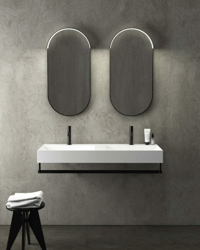 Doppelwaschbecken T-EDGE | 1200 x 470 x 120 | an der Tafel oder hängend | Grau guillochiert matt