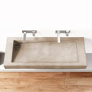Umyvadlo SLANT 03 DOUBLE | 1100 x 450 x 100 | na desku nebo závěsné | písková | beton