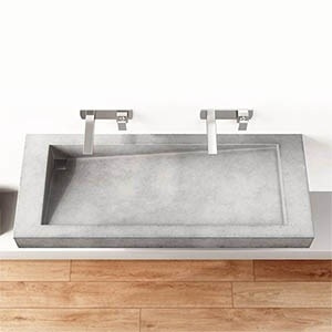 Umyvadlo SLANT 03 DOUBLE | 1100 x 450 x 100 | na desku nebo závěsné | šedá | beton