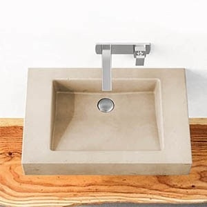 Umyvadlo SLANT 07 SINGLE | 600 x 400 x 100 | na desku nebo závěsné | písková | beton