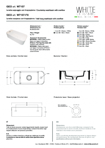 Aufsatzwaschtisch GEO 500 x 220 x 150 | Weiß Glanz