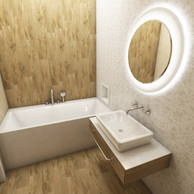 Waschtischarmatur, wannenarmaturen mit mehreren elementen, handgriff, sitz, waschtisch, fliesen holz a obklad dekor v elegantes Badezimmeru FIORE